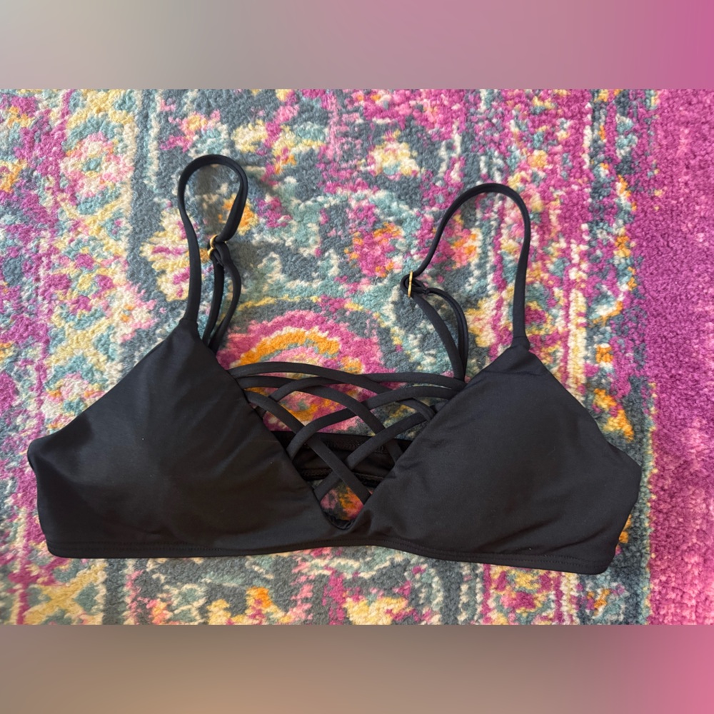 L Space Black Strappy Women's Swim Top Size Small